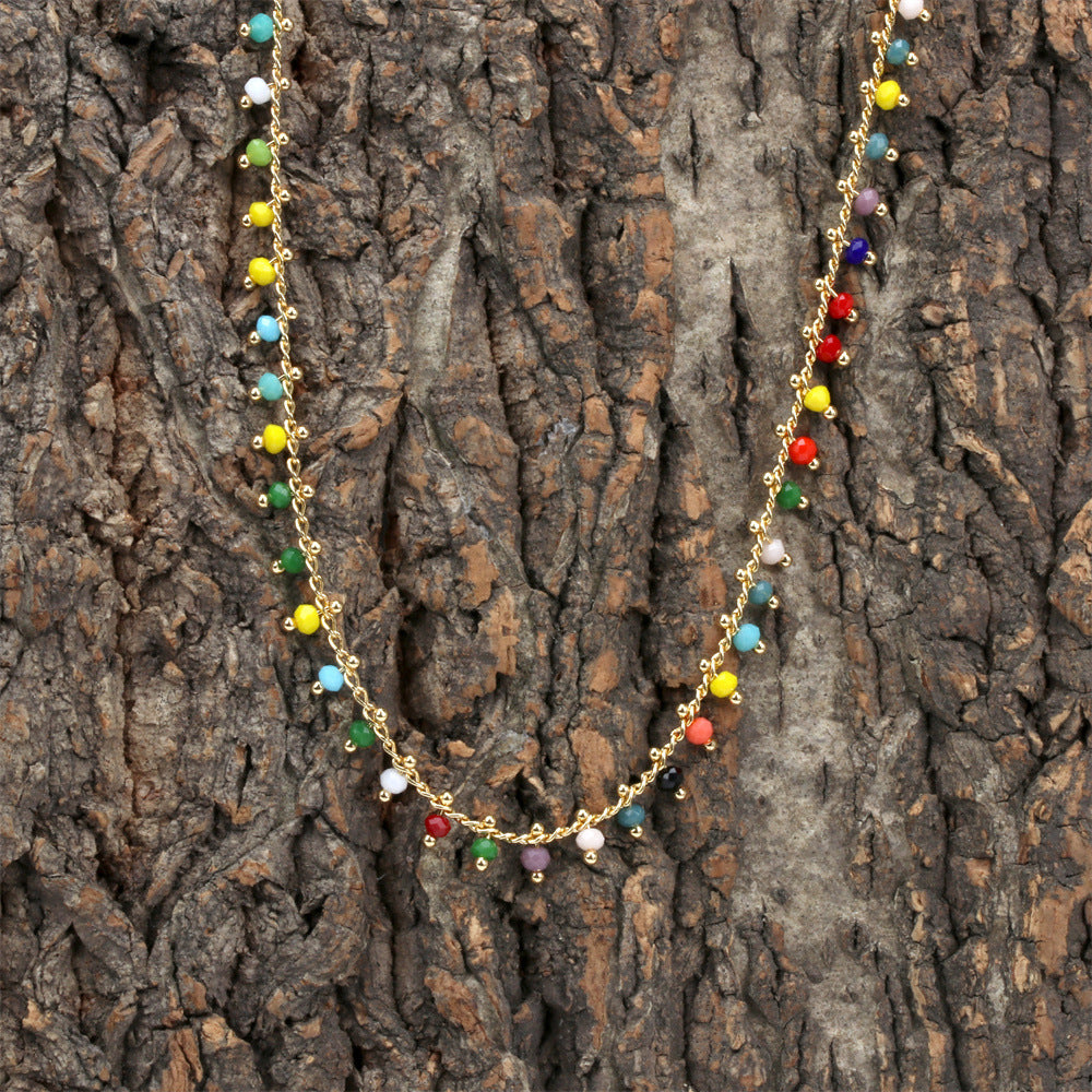 Venta al por mayor, collar con letras de melocotón para mamá con diamantes de color con incrustaciones de cobre para el día de la madre